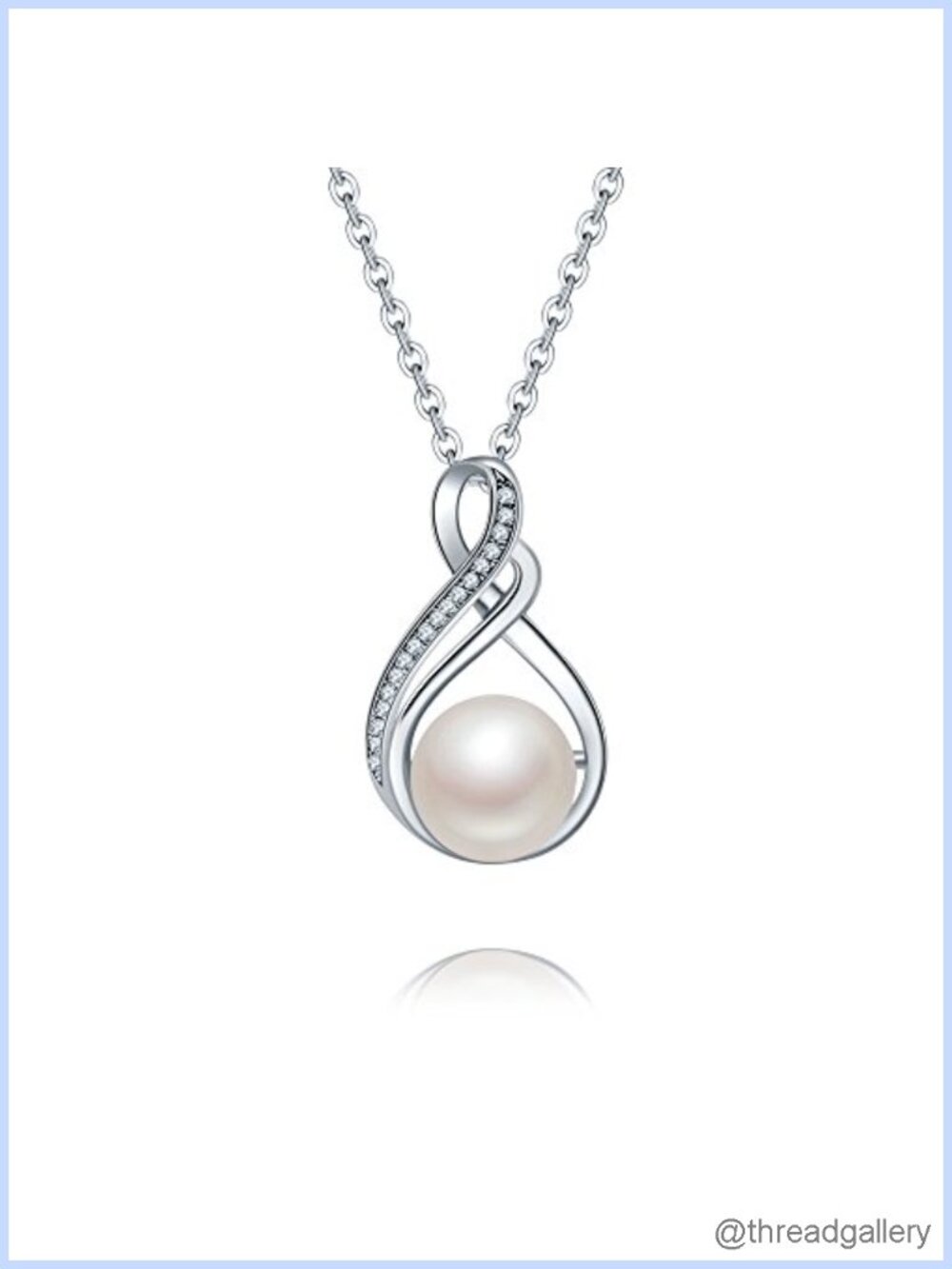 10mm Infinity Pearl Pendant Necklace Women 18 in Silver Plated